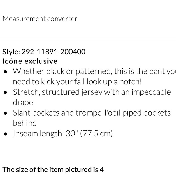 Icône for Simons jersey office pants, size 4 - Picture 3 of 7